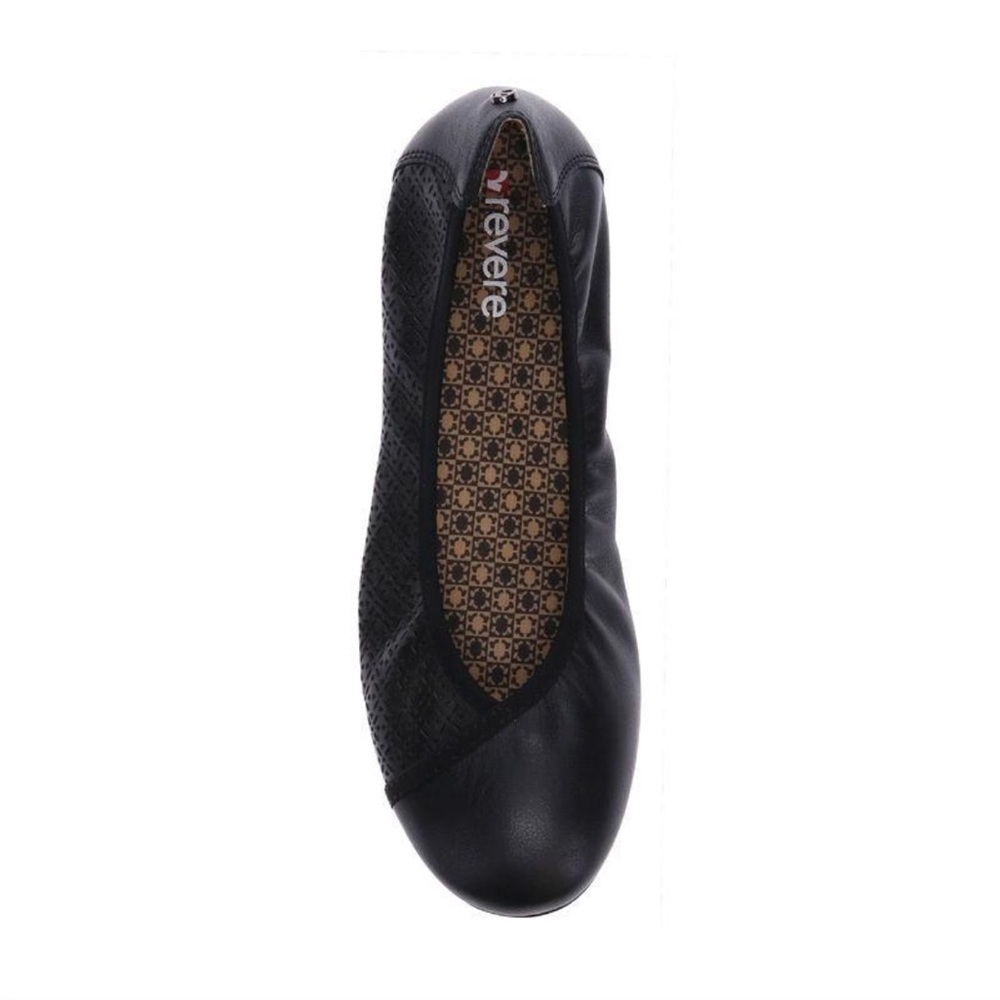 Revere Nairobi Orthotic Ballet Flat | Built-in Arc Support - Black Lizard Sz 40